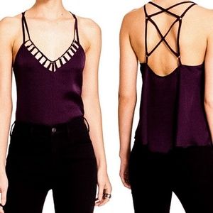 Free People Silk Strappy Back Top